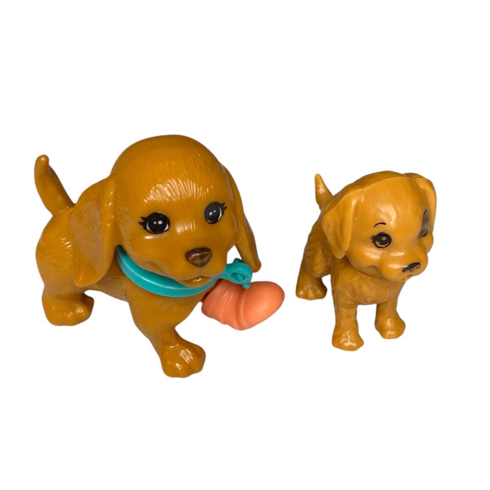 Lot of 2 Mattel Barbie Pet Puppy Dogs - Golden Retriever Mommy and Baby
